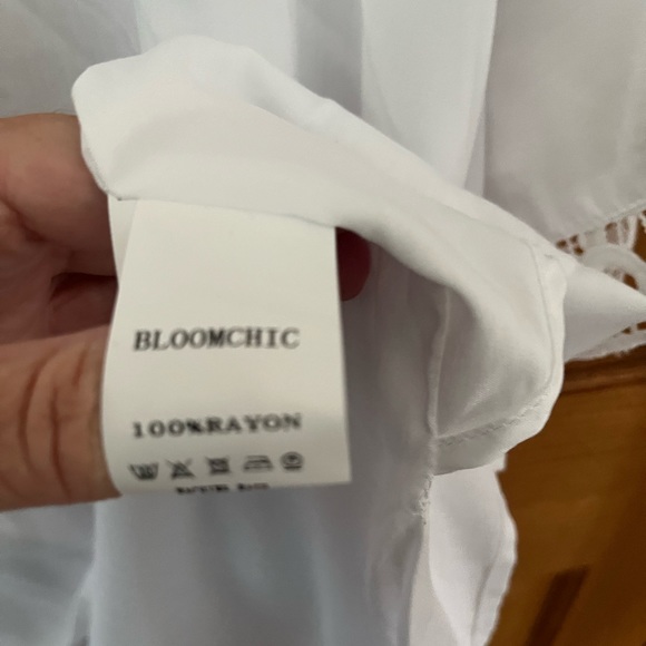 Bloomchic white, lace trim, boho beach, swim cover up - Picture 5 of 6